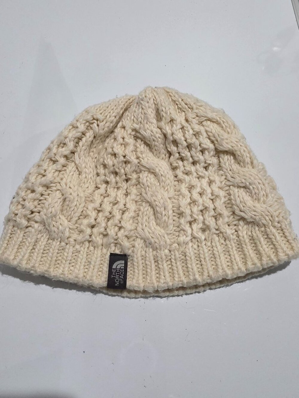 The North Face Cable Minna Beanie Cream Off-White Knit Fleece-Lined Winter Hat O - Picture 3 of 11
